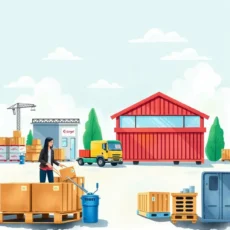 Illustration depicting supply chain operations and vendor management tools.