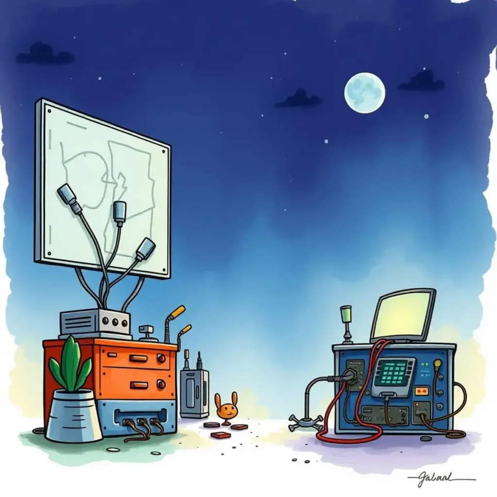 System integration plan generator: Develop integration plans for embedded systems 1 Colorful illustration of embedded systems tools in a creative workspace setting.