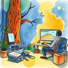 It professional analyzing performance metrics on a computer screen.