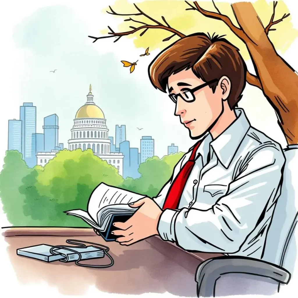 Tax framework insighter: Insights into structural tax law shifts 1 Professional analyzing tax regulations with a cityscape in background.
