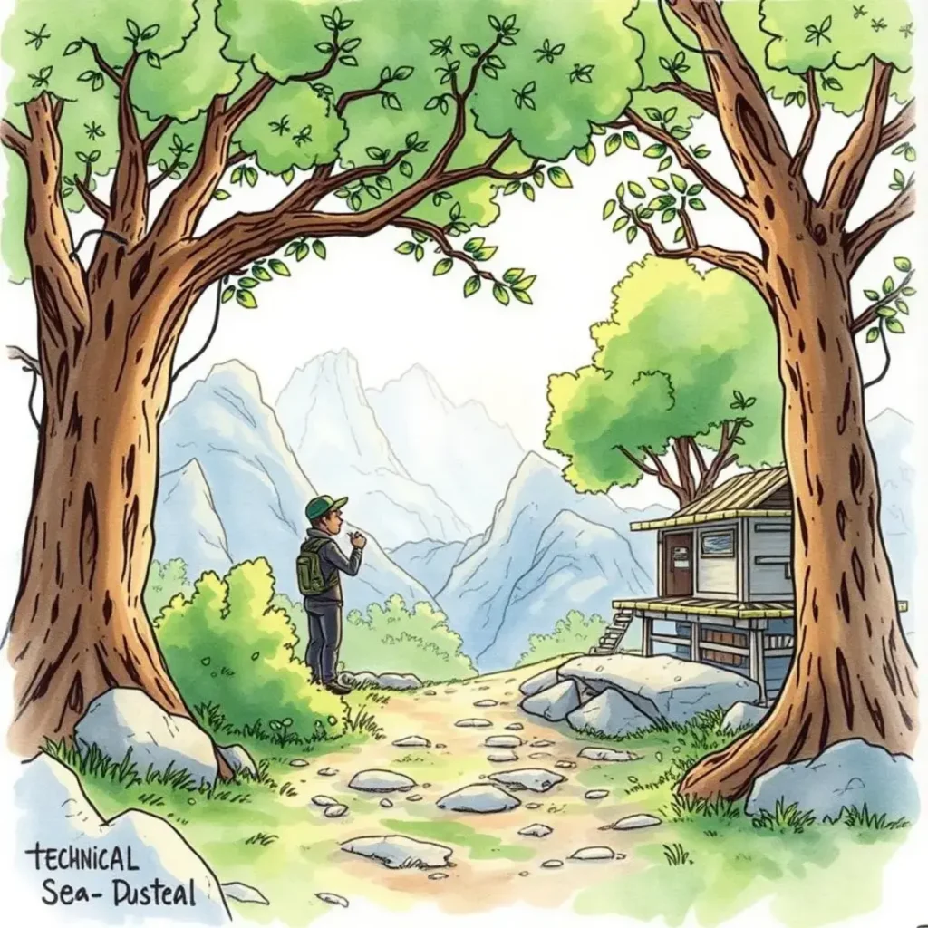 Data pattern recognizer: Extract patterns for technical insights 1 A researcher observing data patterns in a serene, natural setting.