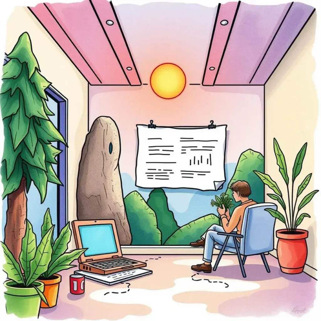 Test analytics converter: Turn raw testing data into comprehensive insights 1 Person analyzing usability testing data in a bright, nature-inspired workspace.