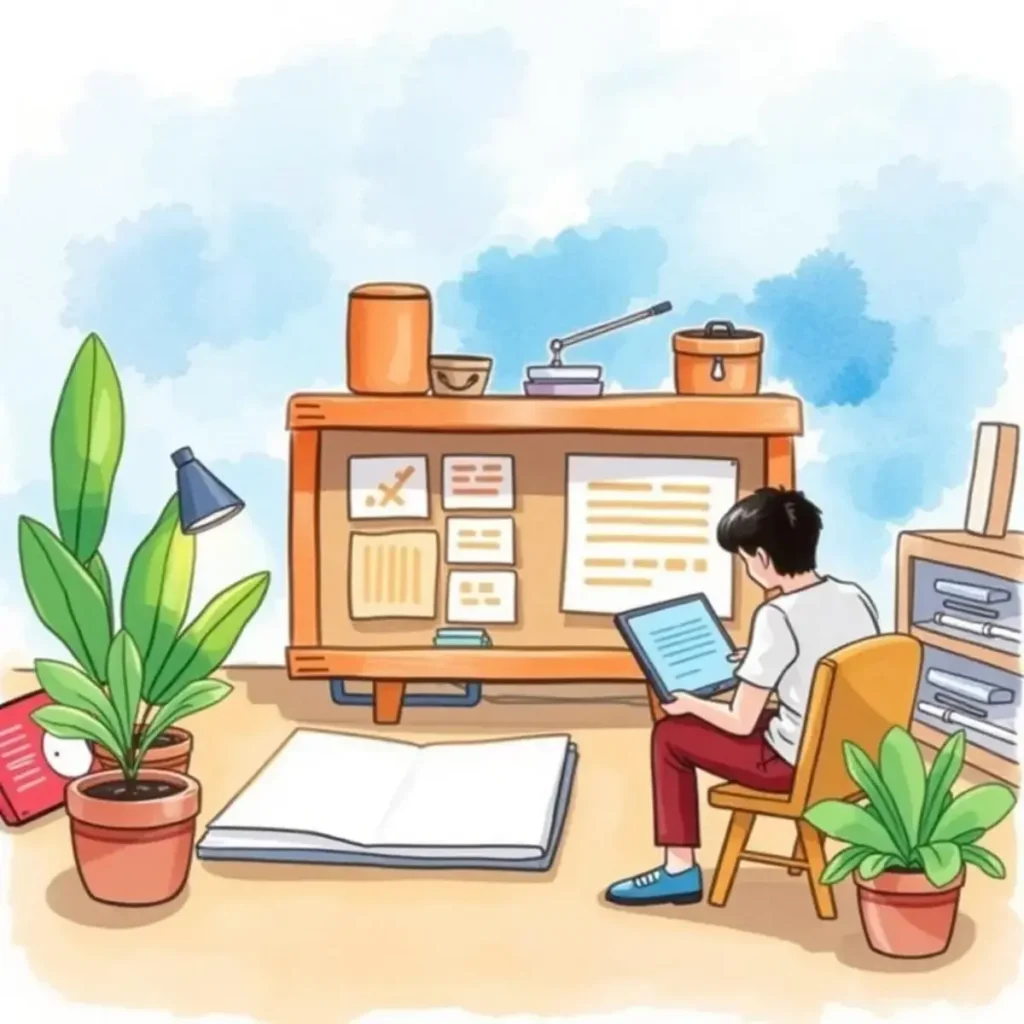 Test scenario designer: Create test scenarios based on user feedback 1 User reviewing feedback and designing test scenarios in a creative workspace.