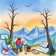A person writing on a notepad outdoors with mountains in the background, symbolizing data submission.