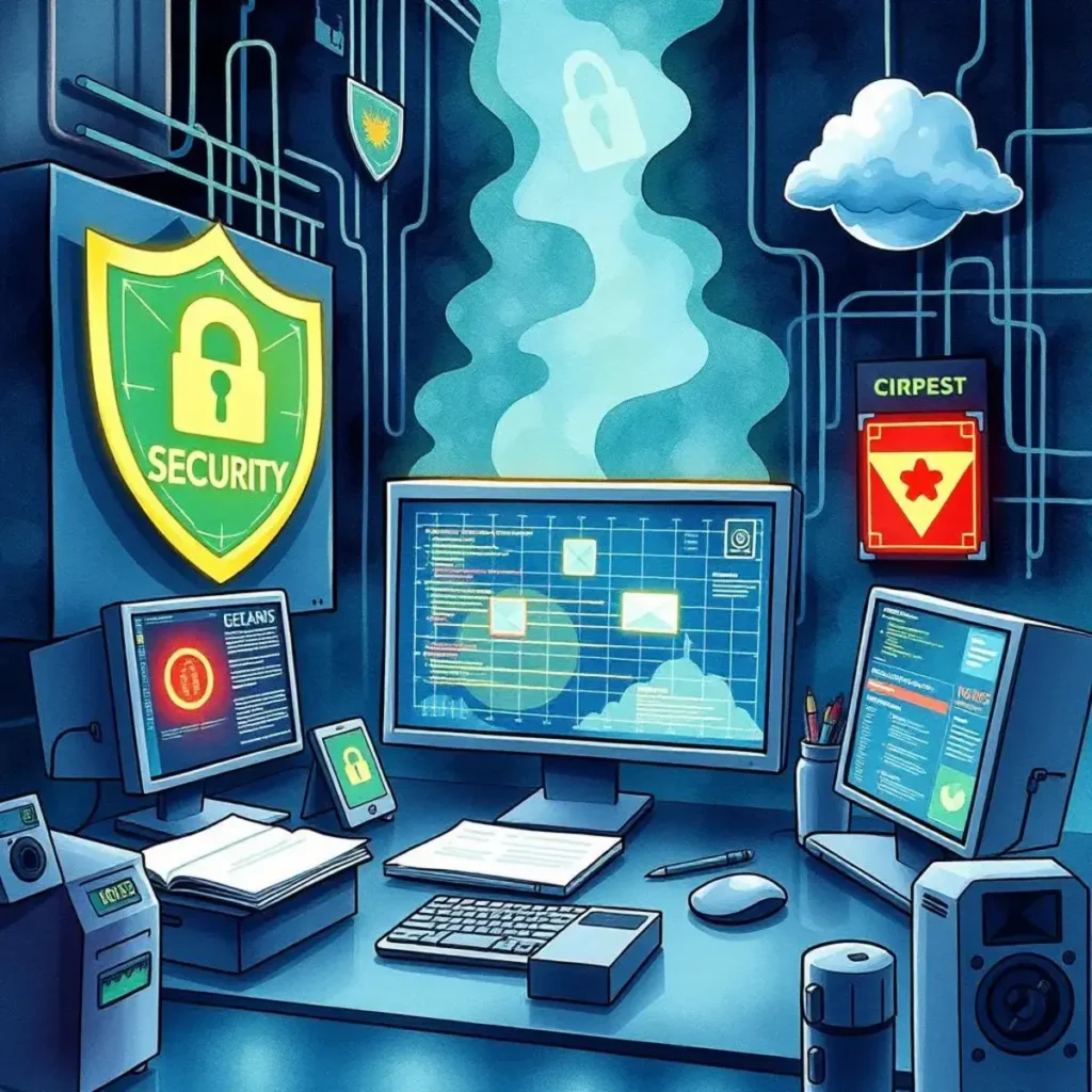 Threat analysis synthesizer: Generate analyses of potential cyber threats 1 A digital workspace displaying cybersecurity tools and threat analysis.