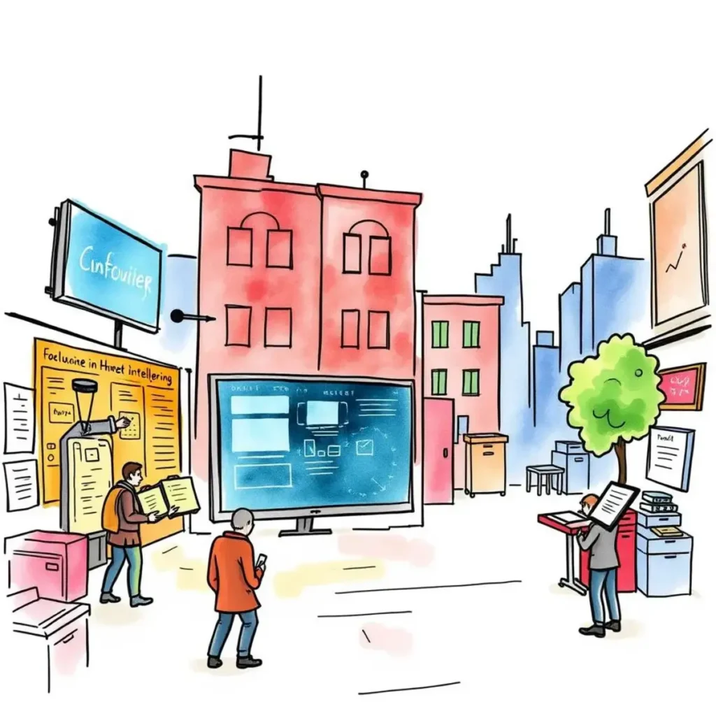 Threat impact evaluator: Generate impact analysis based on findings 1 A vibrant illustration depicting a team engaged in threat modeling using the Threat Impact Evaluator tool.