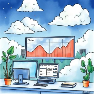 A modern workspace featuring performance monitoring tools and data visualization.
