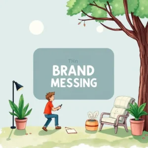 Tone tailoring assistant: Adjust tone to match brand personality 9 A young boy sits in a creative outdoor setting, engaging with brand messaging tools.