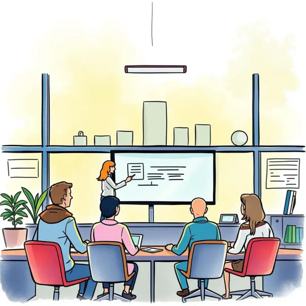 Training needs analyzer: Evaluate employee skills and identify training gaps 1 Evaluating employee skills in a collaborative training session with a presenter and audience