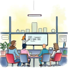 Evaluating employee skills in a collaborative training session with a presenter and audience