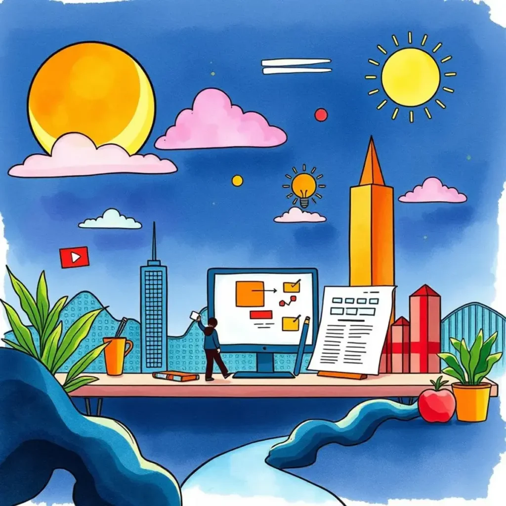 A trend analyst working on market insights with vibrant visuals.