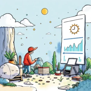 Trend identification assistant: Discover trends in performance data over time 6 Person analyzing performance data trends with visual graphs outdoors.