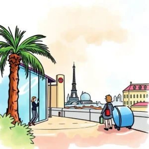 Travelers view iconic Paris landmarks while utilizing the Trip Details Notifier tool.