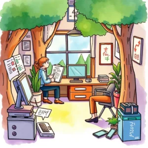 Tech issue reporter: Generate structured reports on reported technical issues 2 Employee generating structured it issue reports in a creative workspace.