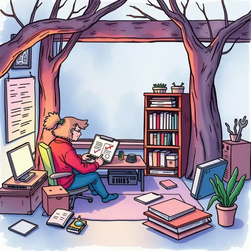 Testing requirements extractor: Extract requirements for testing needs 1 A person in an IT workspace reviews a requirements document for unit testing.