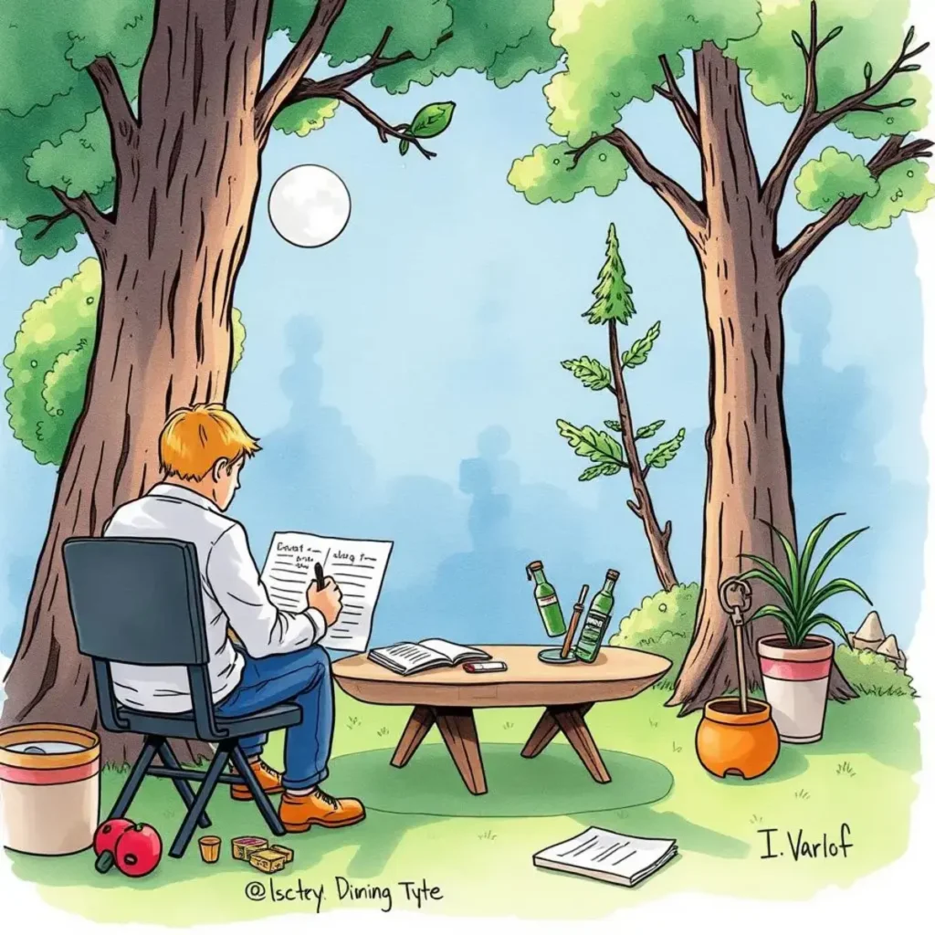 Usability insights compiler: Aggregate and distill testing findings 1 A focused usability testing professional writing findings in a serene outdoor setting with trees.