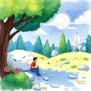 A person drafting user guides in a serene outdoor setting.