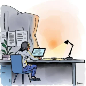 Validation report analyzer: Generate summaries of validation outcomes 2 Person analyzing validation reports at a desk with a laptop.