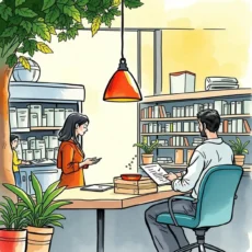 A vendor analyst reviewing feedback in a collaborative office setting.