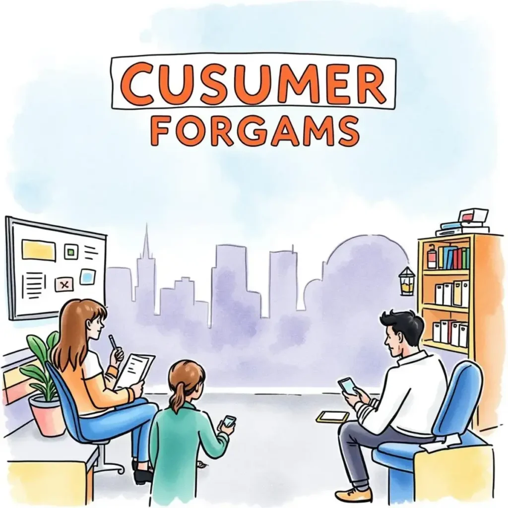Insight extractor: Distill key themes from customer comments 1 Consumer insights team analyzing data and comments while overlooking a city skyline.