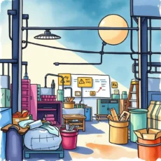 A cluttered production floor illustrating workflow disruption challenges.