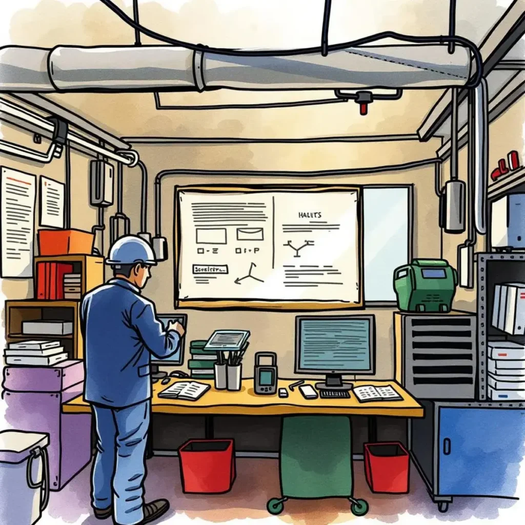 Workflow streamliner: Propose streamlined workflows for operational efficiency 1 Efficiently designed workspace showcasing a Process Optimization specialist reviewing workflows.
